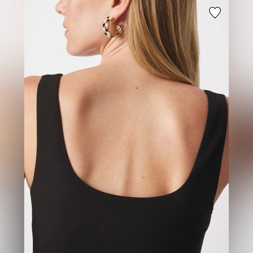 NWOT White House Black Market FORME AllWays Stretch Dual Neck Tank sz L in Black - Picture 2 of 5